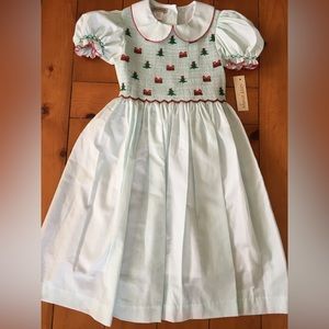 Beautiful smocked Christmas dress by Marco and Lizzy